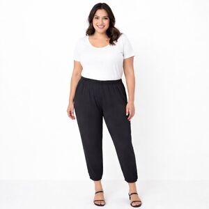 Chico's Ankle Pants Size 3 Black Pull On Cinched Hem